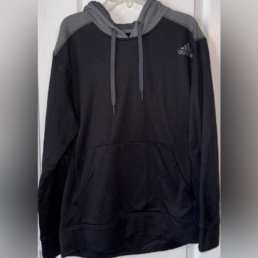 Adidas Black Gray Pullover Hoodie Ultimate Fleece Size M